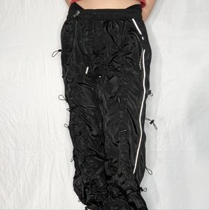 Black Bungee Cord Windbreaker Pants
